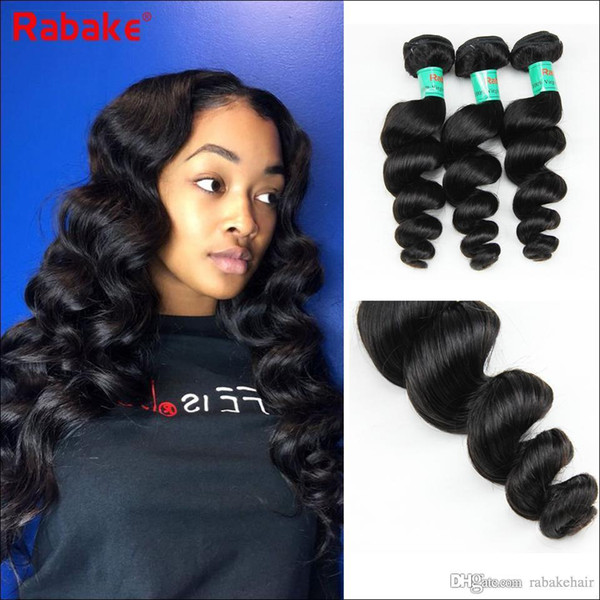 3 or 4 Bundles Raw Indian Hair Bundles Loose Wave Rabake Raw Indian Peruvian Brazilian Human Hair Weave Extensions 8-28 inch Cheap Prices