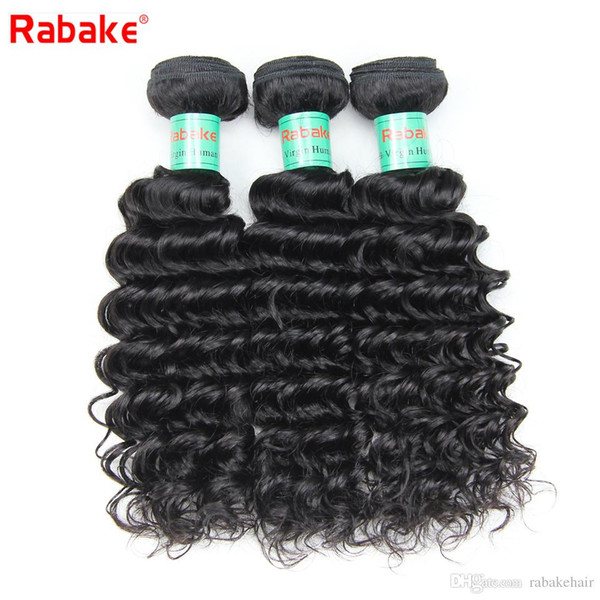 Deep Wave Brazilian Virgin Hair Bundles Deals 3/4 pcs Rabake 8A Wholesale Cheap Brazilian Deep Wave Curly Virgin Human Hair Weave Extensions