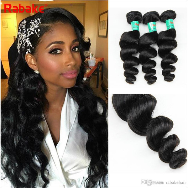 Wholesale 3/4 pcs Loose Wave Brazilian Virgin Hair Bundles Rabake 8A 100% Unprocessed Brazilian Loose Wave Virgin Human Hair Weave Extension