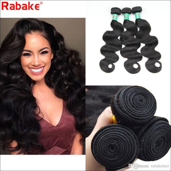 Rabake 8A Malaysian Body Wave Virgin Human Hair Bundles 3 or 4 Brizilian 8-28 inch Natural Black Virgin Hair Weave Extensions