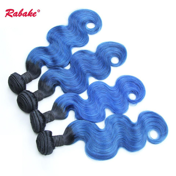 8A Ombre Body Wave Human Hair Weave Bundles 1B Blue Brazilian Body Wave Human Hair Extensions Peruvian Malaysian Inian 2 Toned Cheap Bundles