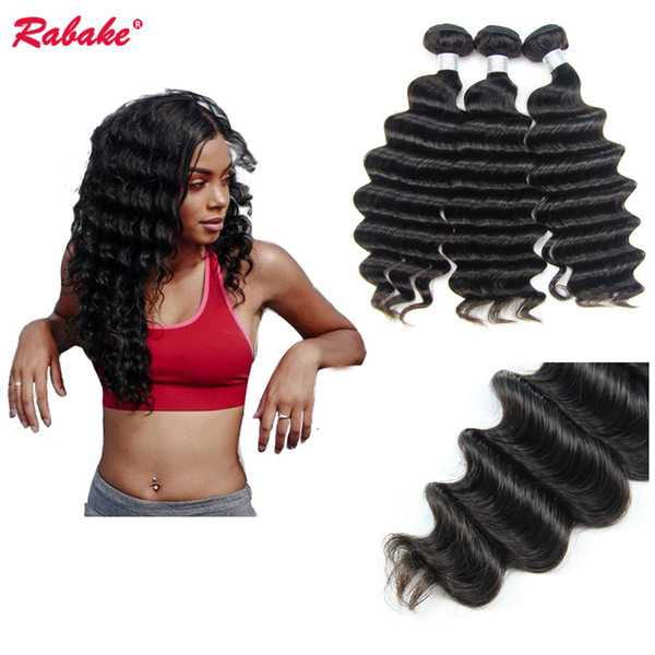 3 or 4 Indian Remy Hair Loose Deep Wave Bundles Rabake 9A Grade Raw Indian Unprocessed Remi Loose Deep Curly Hair Extensions