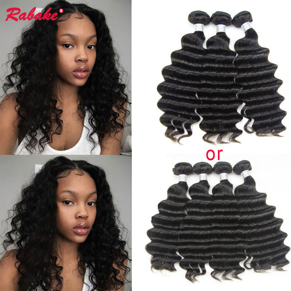 Brazilian Virgin Remy Loose Deep Wave Human Hair Weave Bundles Rabake Peruvian Malaysian Raw Indian Loose Deep Curly Hair Extensions Deal