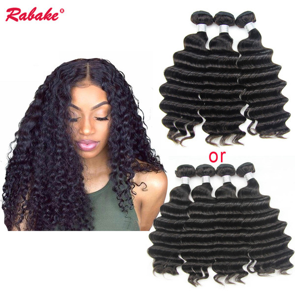 Loose Deep Wave Human Hair Weave Bundles Rabake Cheap Brazilian Unprocessed 9A Virgin Remy Loose Deep Curly Cuticle Aligned Hair Extensions