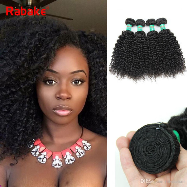 Rabake 8A Malaysian Afro Kinky Curly Hair Weave Bundles 100% Natural Human Hair Extensions 3Pcs/lot Double Wefts Full Head for Black Women