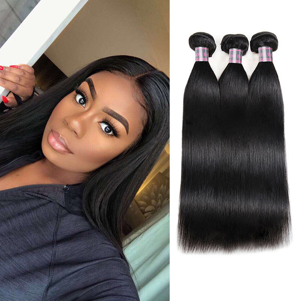 Indian Human Hair Bundles Wholesale 4pcs Jet Black Unprocessed Peruvian Virgin Straight Hair Weave Bundles 