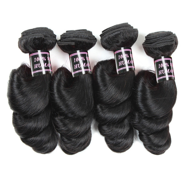 8A Brazilian Hair Loose Wave 4 Bundles Weave Hot Sell Peruvian Malaysian Loose Wave Virgin Human Hair Extensions Natural Color