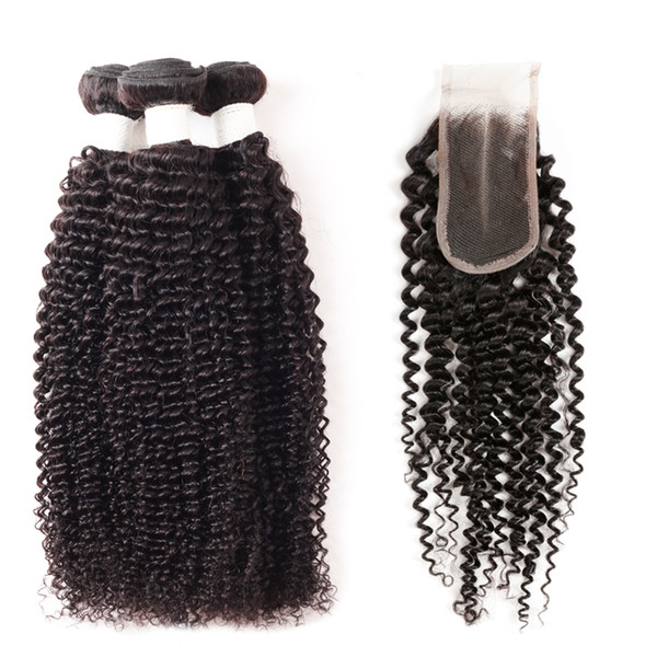 Ishow New Arrival Brazilian Kinky Curly Bundles 3pcs with 2*4 Closure Natural Black Wholesale Brazilian Hair Weave Bundles