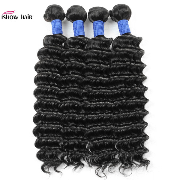 New 10A Brazilian Deep Wave Human Hair Bundles 4 Bundles Deals Kinky Curly 100% Wholesale Indian Remy Human Hair Weft Extensions Body Wave