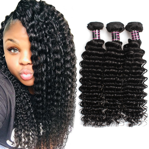 Hot Sell 8A Brazilian Deep Wave Virgin Hair Weft 4 Bundles Wholesale Cheap Peruvian Malaysian Hair 100% Human Hair 8''-28'' 