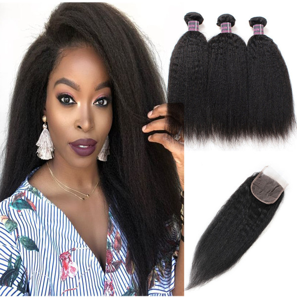 Indian Hair Water Wave Body Wave 3/4Bundles With Lace Closure Deep Loose 8-28