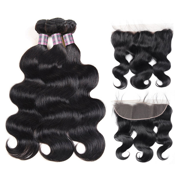 Indian Human Hair Cheap Body Wave 3Bundles With 13*4 Lace Frontal Brazilian Peruvian Malaysian Virgin Hair Wholesale Human Hair Extensions