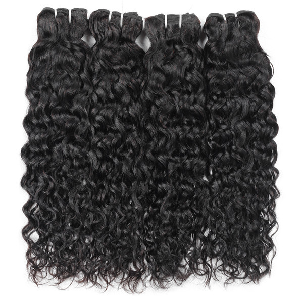 Ishow Hair 9A Brazilian Hair Water Wave Bundles 4pcs Wholesale Cheap Unprocessed Remy Human Loose Curly Hair Weave Extensions Natural Color