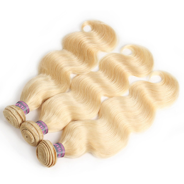 Hot Selling Brazilian Body Wave Human Hair Weft 613 Blonde Hair 4PCS /lot Peruvian Malaysian Indian Human Hair Weave Bundles 