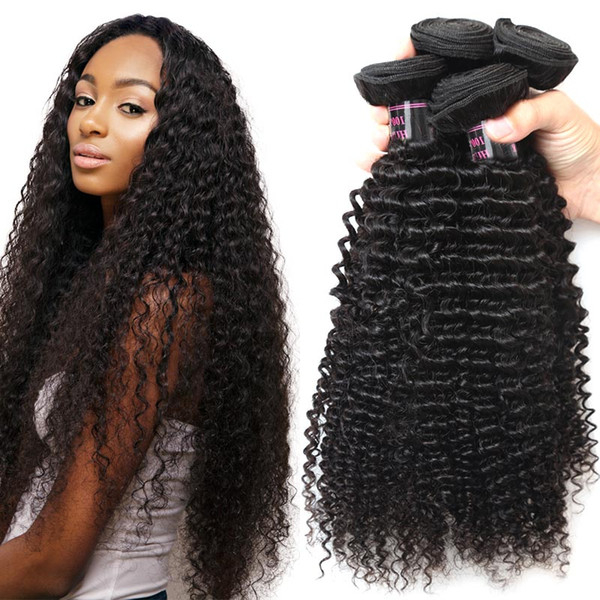 10A Brazilian Kinky Curly Weave Human Hair 4 Bundles Deal 100% Peruvian Remy Hair Extensions Natural Color 8-28 Inch 