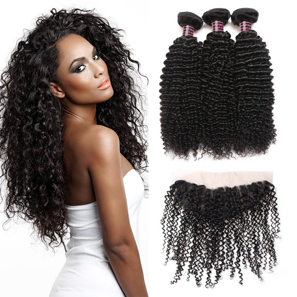 Wholesale 10A Brazilian Curly Wave 13*4 Lace Frontal Peruvian Hair 3 Bundles With Frontal Malaysian Body Wave Human Hair Extensions