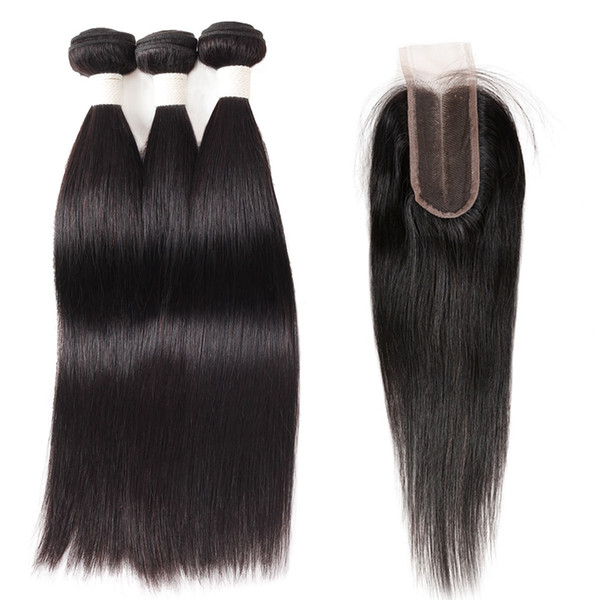 Ishow New Arrival Brazilian Straight Hair Bundles 3pcs with 2*4 Closure Natural Black Wholesale Brazilian Hair Weave Bundles