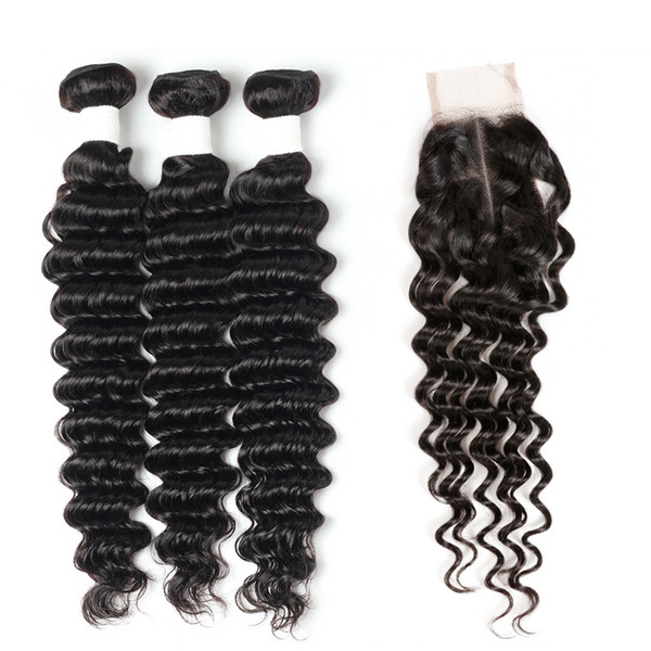 Ishow Human Hair New Arrival Brazilian Deep Wave Bundles 3pcs with 2*4 Closure Wholesale Deep Curly Brazilian Hair Weave Bundles