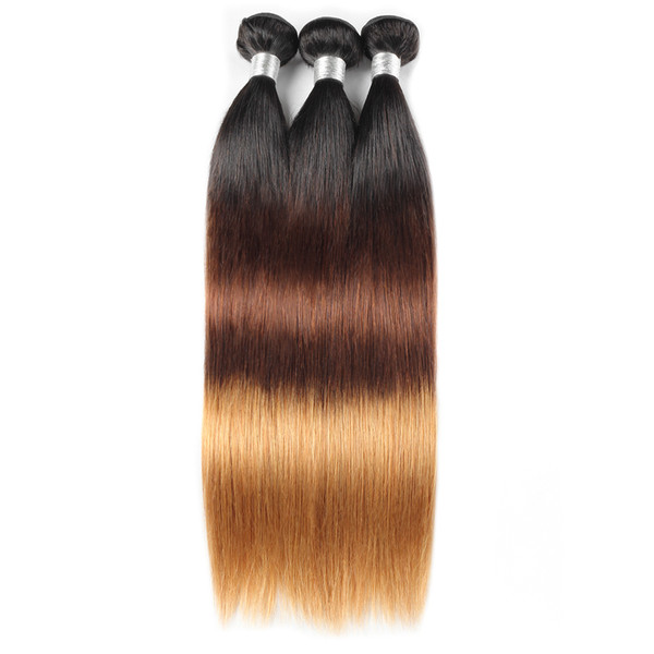 New Arrival Ishow Omber Brazilian Virgin Hair Peruvian Malaysian straight 3bundles Three Tone 1B/4#/30# Ombre Indian Hair Extensions