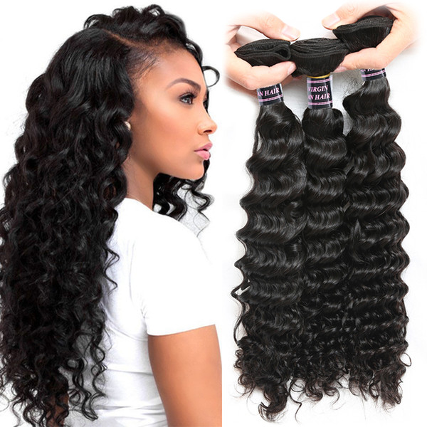 Ishow Human Brazilian Virgin Hair Weave Deep Wave 3Bundles Wholesale 100% Remy Deep Wave Hair Extensions Natural Color 