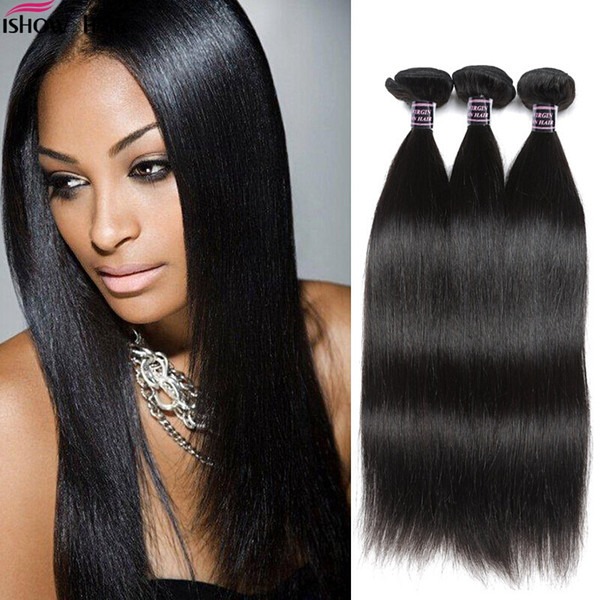 Ishow Human Hair Best 10A Brazilian Straight 3Bundle Deals Cheap Remy Human Straight Hair Weave Bundles 8-28 Inch Natural Hair Extensions