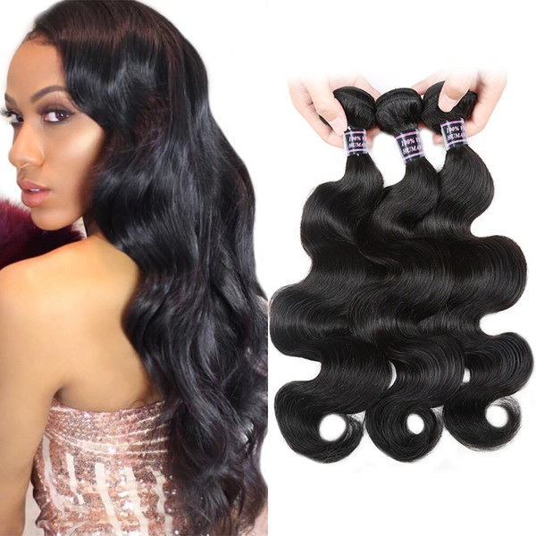 Ishow Human Hair 10A Peruvian Body Wave Hair Bundles 3Pcs 100% Remy Hair Extensions Natural Color Body Wave 8-28 Inch Free