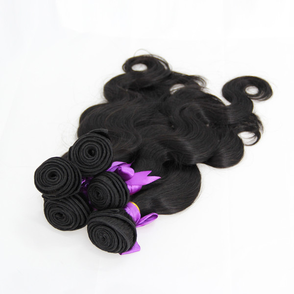 Virgin Human Hair Body water wave weave Natural Black 5pcs brazilian weave hair remy hair bundles double drawn,No shedding,tangle free