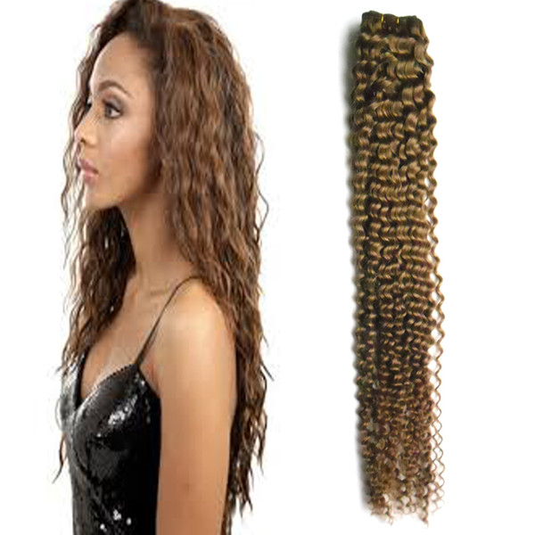 Medium Brown hair extensions weave kinky curly human hair bundles 100g 1PCS/LOTunprocessed brazilian kinky curly virgin hair weaves