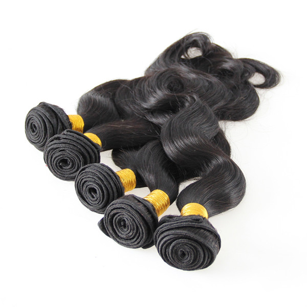 100% Human Hair Weaving Natural Black Color 5 pcs Brazilian Hair Body Wave Human Hair Bundles