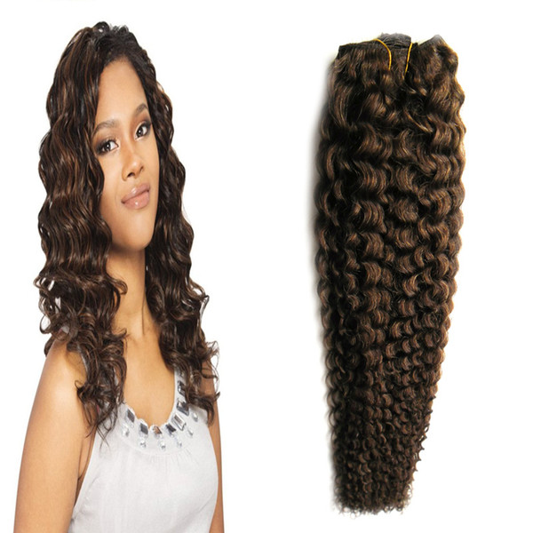 #4 Dark Brown human hair bundles 100g curly weave human hair 1pcs deep curly brazilian hair weave,no shedding, tangle free