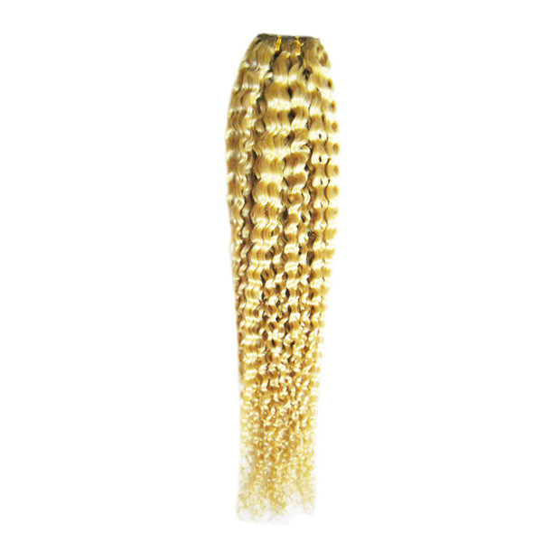 #613 Bleach Blonde human hair bundles 100g curly weave human hair 1pcs brazilian virgin kinky curly weave,no shedding, tangle free