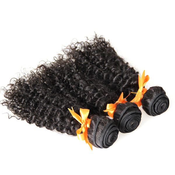 Brazilian Remy Hair Kinky Curly Bundles Natural Color Hair Weaving 3 bundles Double Weft,No shedding,tangle free