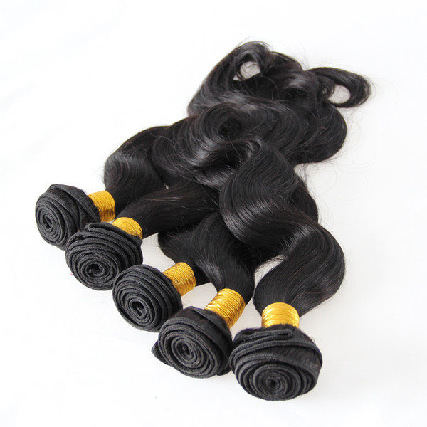 Remy Hair Bundles 100% Human Hair Weaving Natural Black Color 5 pcs Human Hair Extensions Weave Bundles Natural Color Can Be Dyed