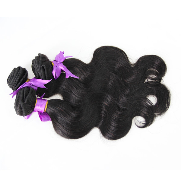 Hair Extensions Bundles Natural Black 3pcs malaysian body wave virgin hair cheap bundles of weave double drawn,No shedding,tangle free