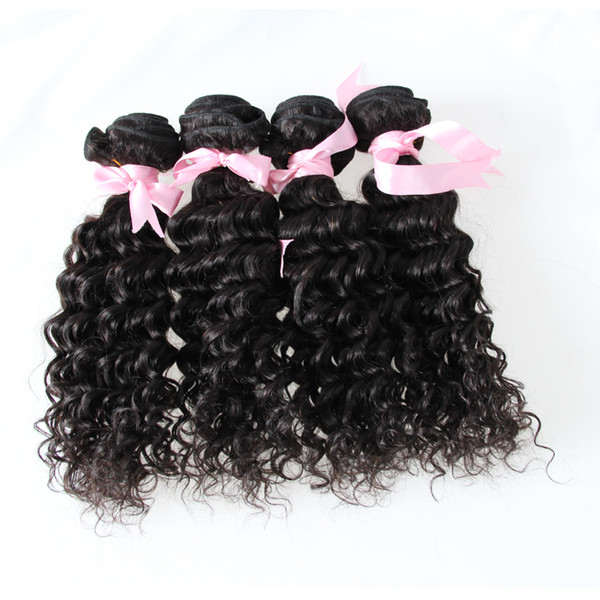 Deep Wave Hair Weaving Extensions 400g 100% Human Hair Weave Bundles Natural Color Brazilian Virgin Hair 4 pcs Double Weft