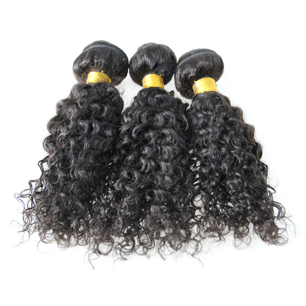 100% Human Hair Weaving Natural Color Kinky Curly Hair Weaving 3 bundles Double Weft,No shedding,tangle free