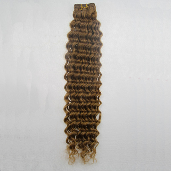 Brazilian Deep Wave Human Hair 1 Piece Hair Weave Bundles 10-26inch Light Brown Remy Hair Wholesale