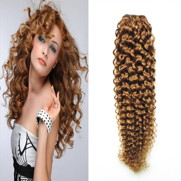 Honey Blonde Peruvian Hair Kinky Curly Weave Human Hair Bundles 100g Honey Blond Non-remy Human Hair Weaving