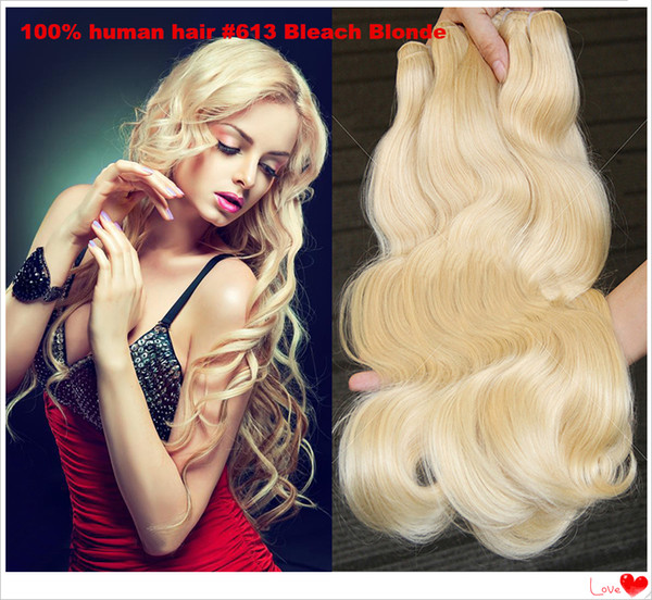 613 blonde virgin hair Brazilian Body Wave Human Hair Weft 300g Non Remy Bundles 3pcs Human Hair Weave Bundles