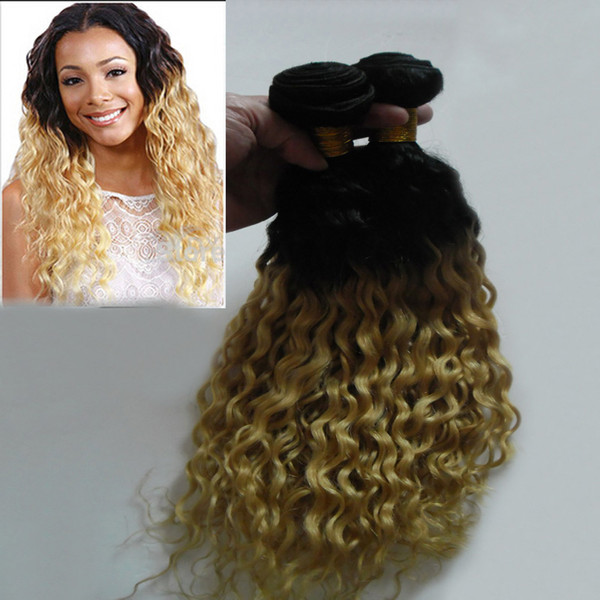 Brazilian Hair Weave Bundles T1B/613 ombre weave hair blonde 200g yvonne brazilian kinky curly hair 2 PCS