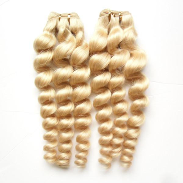 Blonde human hair weave 613 Bleach blonde brazilian Loose wave virgin human hair weave 2pcs/lot double weft quality,no shedding, tangle free