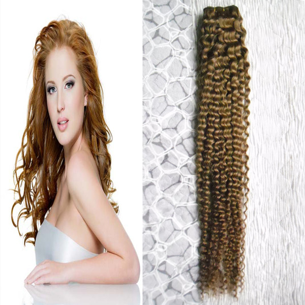 Unprocessed Virgin Brazilian Curly Virgin Hair Weave Bundles #8 Light Brown 100g human hair extensions bundles 1PCS