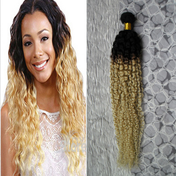 Ombre Weave Blonde T1B/613 Malaysian Virgin Hair Kinky Curly Weave Human Hair 100g Malaysian Kinky Curly Virgin Hair 1 PCS