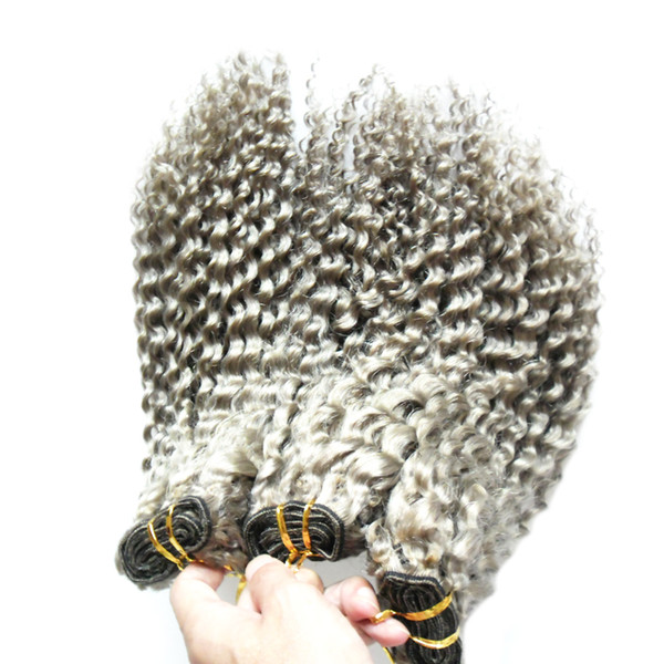 Grey hair weave unprocessed virgin brazilian hair 200g brazilian kinky curly virgin hair 2PCS