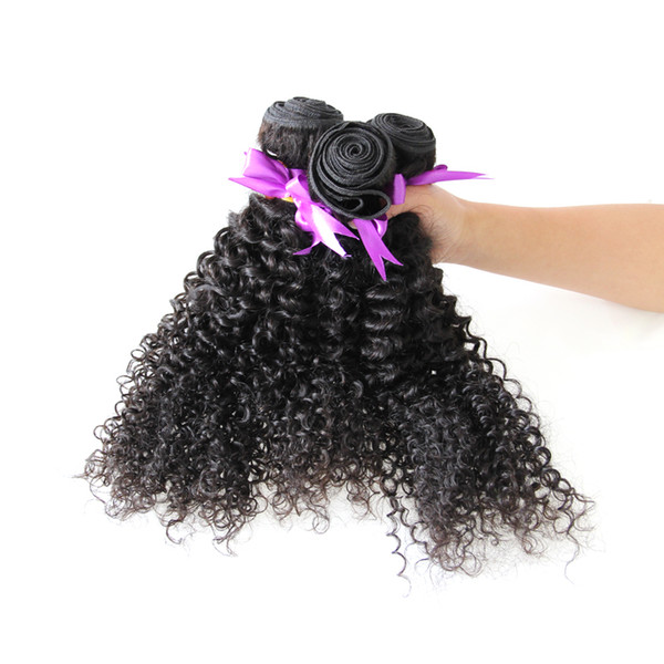 Mongolian kinky curly hair 3pcs kinky curly virgin hair Natural Black curly weave human hair,No shedding,tangle free