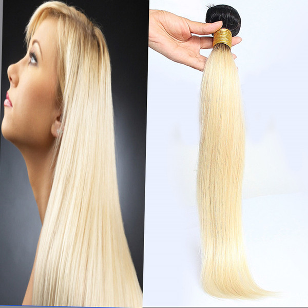 Ombre Brazilian Straight Hair human hair weave ombre 100g 1PCS T1B/613 Non-Remy Hair Weaving