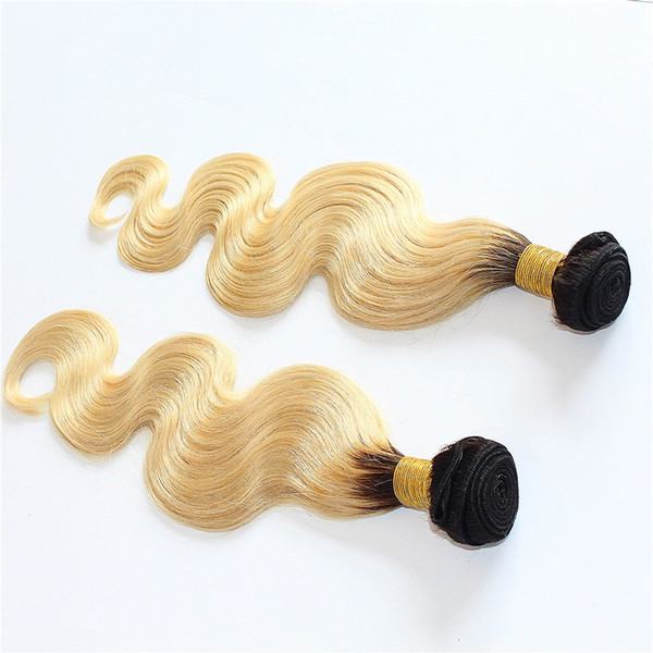 T1B/613 ombre blonde Hair Brazilian Body Wave 10-26 inch Human Hair Bundles Double Weft Non-Remy Hair Weave Bundles 200g