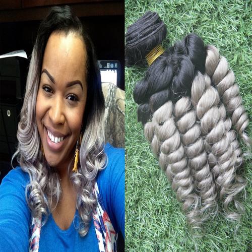 YUNTIAN HAIR Brazilian Loose Wave 1 piece 100% Remy Human Hair Extension T1B/ombre grey hair weave 