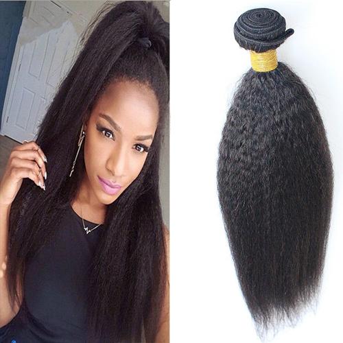 YUNTIAN 100g 1pcs Kinky Straight hair Brazilian Hair Weave Bundles Coarse Yaki 100% Human Hair Bundles Natural Color