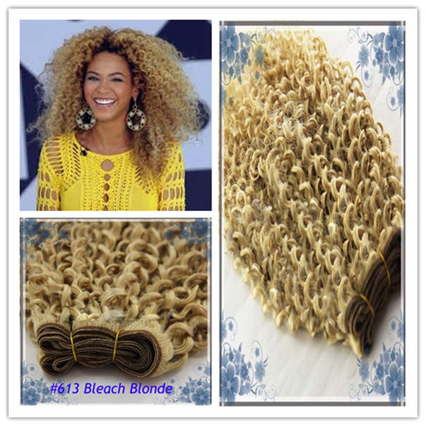 #613 Bleach Blonde Mongolian Kinky Curly Virgin Hair Good Quality Mongolian Afro Kinky Curly Hair Weave 100g Human Hair Extensions